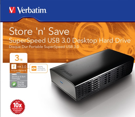 3 To et USB 3.0 : Verbatim Store 'n' Save USB 3.0 Desktop Hard Drive