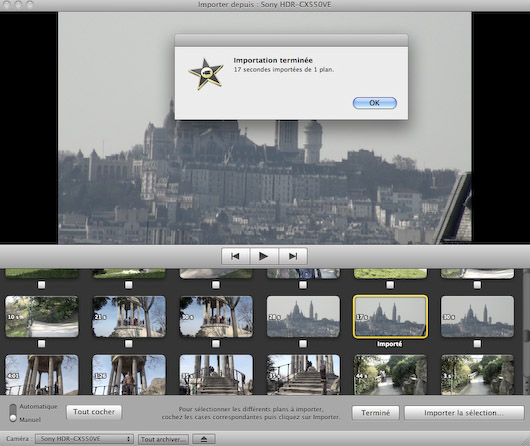 HDR-CX550 et iMovie