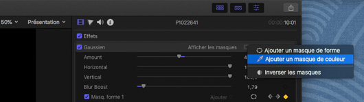 masque de couleur FCPX