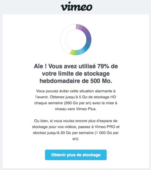 stockage sur vimeo