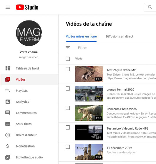 liste audio YouTube