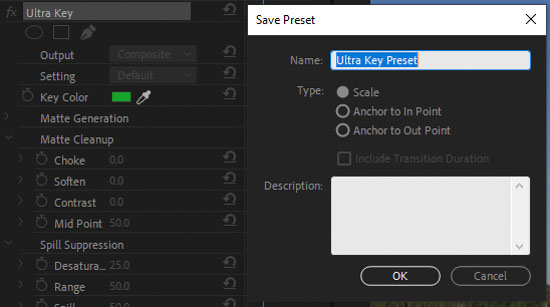 save preset