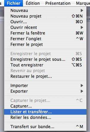 Final Cut Express 4 lister et transfrer