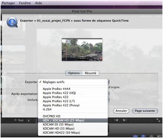 FCP X export HDV