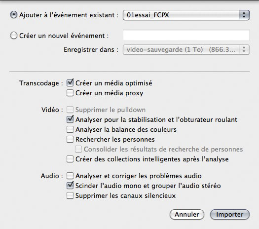 FCPX rglages import