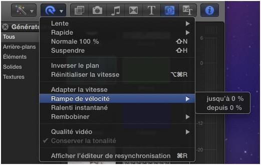 FCPX rampe de vlocit