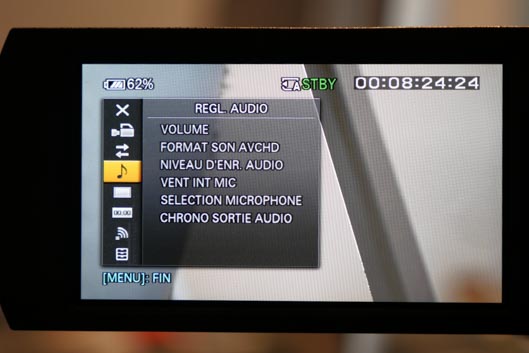 audio menu FDR-AX700