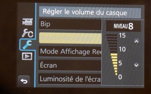 menu volume casque