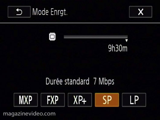 HF G10 modes enregistrement