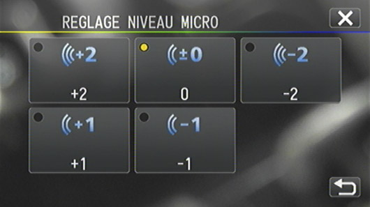 rglage niveau mciro JVC GC-)PX100