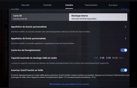 stockage interne drone