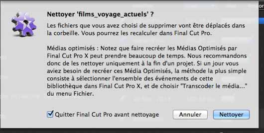 nettoyer FCPX