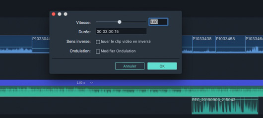 vitesse audio Filmora 9