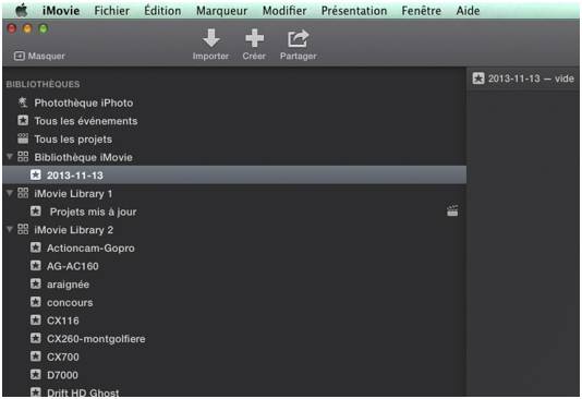 imovie 10 bibliotheques