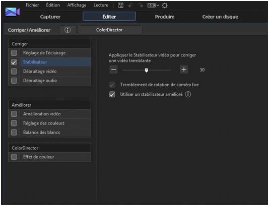 stabilisateur powerdirector 13