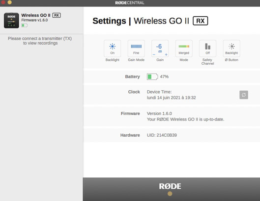 settings rcepteur