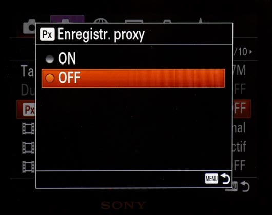 Tous les menus vido du Sony DSC-RX10 M4