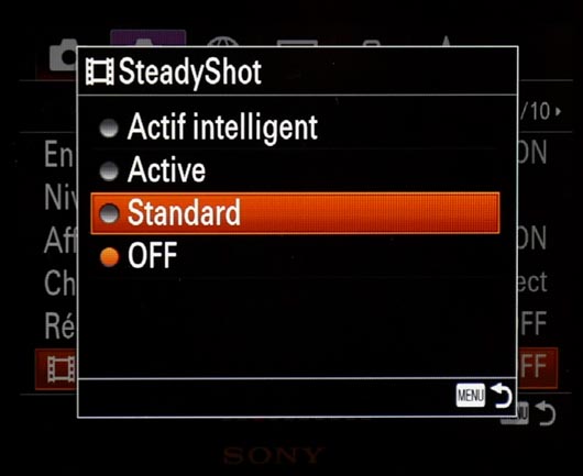 Tous les menus vido du Sony DSC-RX10 M4