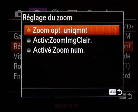 Tous les menus vido du Sony DSC-RX10 M4