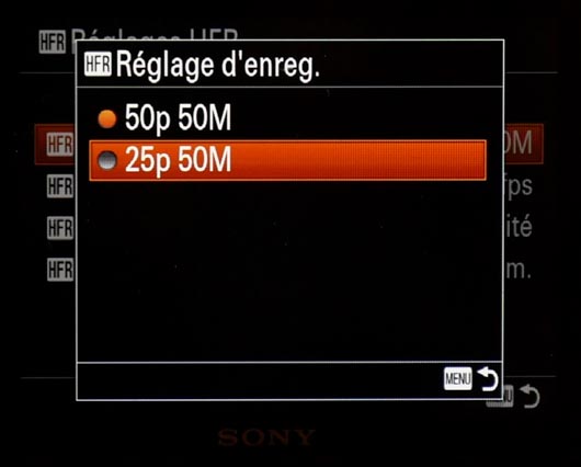 Tous les menus vido du Sony DSC-RX10 M4