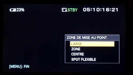 zones de mise au point PXW-Z90